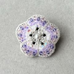 【ビーズ刺繍】パープルお花のブローチ
