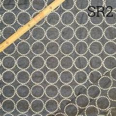 SR2 刺繍 シーチングリネン 幅129cm×50cm 藍色 輪っか模様