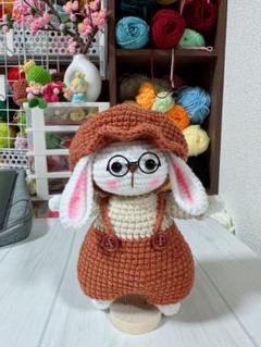 ブラウンのうさぎのあみぐるみ 約16cm