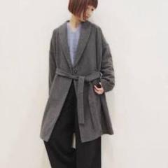 【ジーナシス】カシミヤミックス ロングコート ウール混 グレー