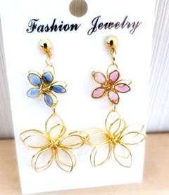 507# ピアス ハンドメイド フラワー レジン 桜 夏ピアス