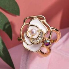 ♥️限定セール♥️レディース　ストーン　スカーフリング　ホワイト　パール　結婚式