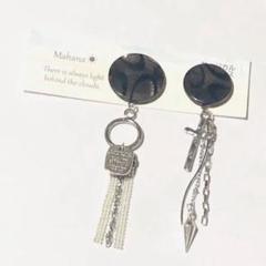 ヴィンテージボタン☆シルバーアシメピアス
