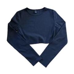 クロップド ロングTシャツ ブラック