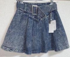 子供服 キッズウェア ベルト付き デニムミニスカート ハートチャーム付き 新品