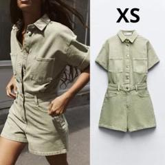 ZARA デニムジャンプスーツ ショート カーキ XS - メルカリ