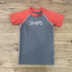 シップス SHIPS 半袖 ラッシュガード 100 グレー オレンジ 水着