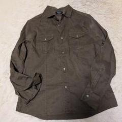 エポカウォモ リネン ミリタリー シャツ ストレッチ入り サファリ XL