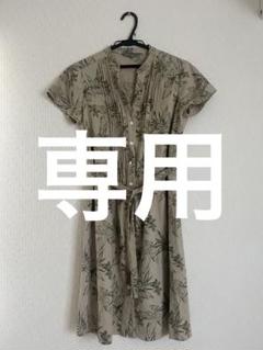ローラアシュレイ半袖ワンピース 花葉柄　麻混