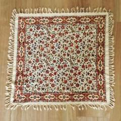 ペルシャ更紗(イラン手染布)花柄フリンジ付きカバー