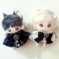 ホワイト&ブラック ぬい服 ポンチョ セット ぬいぐるみ服 マントコート ラブブ