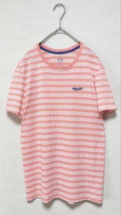 ARMANI EXCHANGE　刺繍ロゴボーダー半袖Tシャツ　S