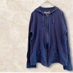 Hanes 【M】 ジップアップパーカー シンプル アウター ネイビー