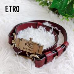 ◾︎希少◾︎ エトロ ペガサス バックル ワインレッド レザー