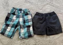無印　エフオーキッズハーフパンツセット（チェック柄・黒）