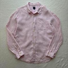 OLD GAP リネンシャツ 長袖 赤 白 ピンク ストライプ 麻100