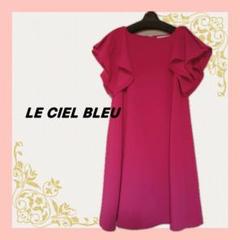 LE CIEL BLEU ピンク フレアスリーブ ひざ丈ワンピース　ドレス　40