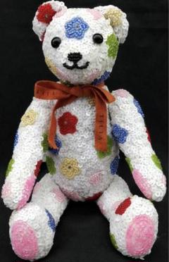 希少】チリア 花とハートの立体刺繍のテディベア 田川啓二