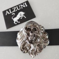 ALZUNI インパクト大！スカル！カッコいいベルトのシルバーバックル