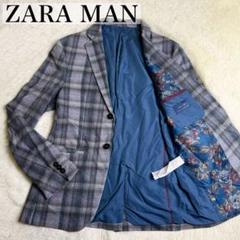 ZARA MAN ザラ テーラードジャケット チェック柄 総裏 総柄 2B
