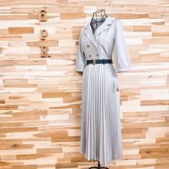 未使用タグ付き【レディアゼル】プリーツ切り替え ロング ワンピース S グレー