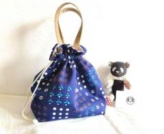 ＊ハンドメイド＊2way巾着バッグ　ドット　花柄