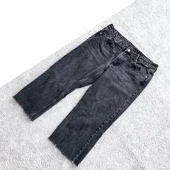 【極美品】エーピーストゥディオ 切りっぱなしフリンジ裾 ブラックストレートデニム 極美品】エーピーストゥディオ 切りっぱなしフリンジ裾 ブラック