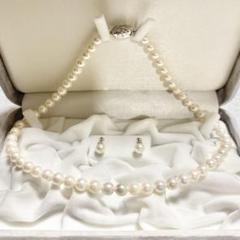 アコヤ本真珠ネックレス イヤリング silver925 K14WG 冠婚葬祭