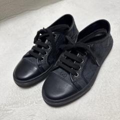 美品！GUCCI スニーカー 22cm モノグラム　キャンバス　GG ブラック