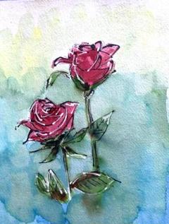 絵画 水彩画 薔薇 sachiko サチコ 22い314 絵画水彩画薔薇sachikoサチコ22い314