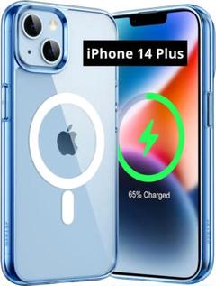 ★iPhone14 Plusマグネット ケースMagSafe クリア ブルー