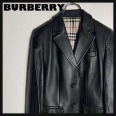 BURBERRY LONDON レザージャケット ラムレザー ノバチェック 黒