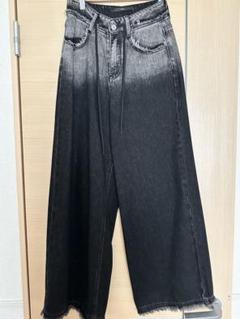 Menes グラデーション ワイドレッグ デニムパンツ ZARA グラデーションワイドレッグデニムパンツ - メルカリ