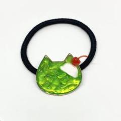 ねこメロンクリームソーダ ヘアゴム レジン 訳あり ハンドメイド