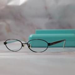 Tiffany ティファニー オーバル ブルー メガネ y2k ケース付き