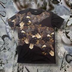 ZARA MAN 40サイズ 黒 鷹 コラージュ アニマルプリント Tシャツ