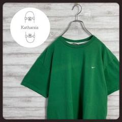 【アースカラー】90s ナイキ ワンポイント刺繍 グリーンビックサイズ Tシャツ
