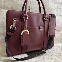 H72 極美品✨BVLGARI ブルガリ　ビジネスバッグ　2way レザー　赤