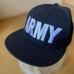 ブラック【ARMY】シンプルデザインキャップ