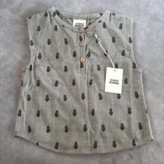 STUDIO BOHEME 葉柄グレーシャツ　4y