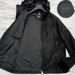 BOSS ヒューゴボス　モノグラム　ナイロンジャケット　総柄　黒　Mサイズ HUGO BOSS(ヒューゴボス) ナイロンジャケット ブラック サイズ