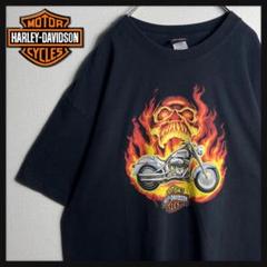 【希少2XLサイズ】ハーレーダビッドソン　定番カラーTシャツ　炎　バイク