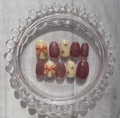 ネイルチップ　ピンク スイートピー 春ネイル　花 リボン 推し活