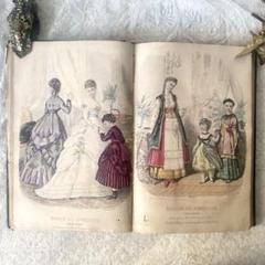 マガジン・デ・ドゥモアゼル1868年　フランスアンティーク　本　古書　彩色銅版画 マガジン・デ・ドゥモアゼル1868年フランスアンティーク本古書