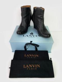 LANVIN ブラックレザー ブーティ 2567 25 ランバン コレクション LANVIN COLLECTION オールウェザー対応