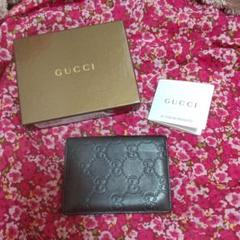 ★GUCCI ダークブラウンレザー パスケース 定期入れ USED ★a0193