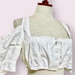 海外古着 ヴィンテージ ブラウス シャンパン 女の子 レトロポップ 可愛い 白 vintageヴィンテージブラウスショート丈ホワイト白系レトロ