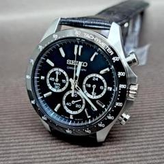 【動作品】セイコー SEIKOサス SUS 黒文字盤ブラック クロノグラフ SEIKO セイコー クロノグラフ ソーラー 逆輸入 海外モデル