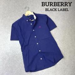 BURBERRY BLACK LABEL 半袖 シャツ ボタンダウン ネイビー