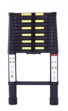 希少色【黒】伸縮ハシゴ最長3.8m耐荷重150kg自動ロックスライド式アルミ製